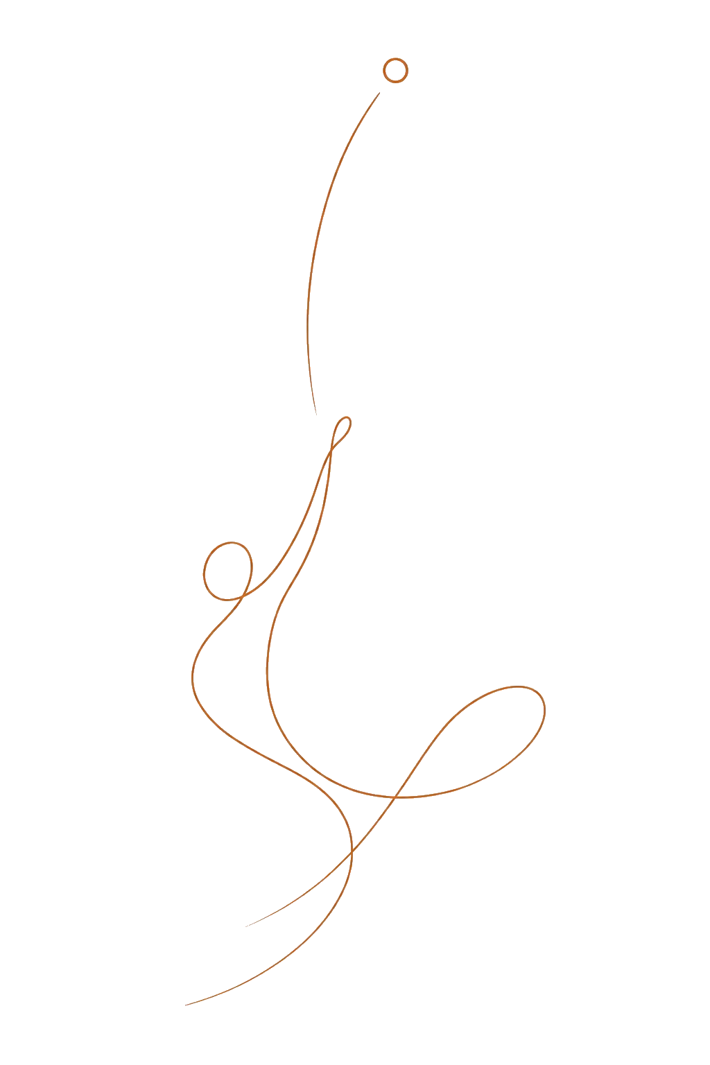 Abstract serve motion line drawing in copper tones